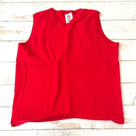 Women’s XL Hanes Her Way 100% Cotton Red Sleeveless Tank Top Shirt X Large - Picture 1 of 2